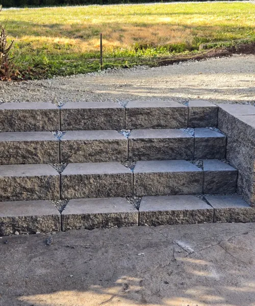 Paver Staircase Project with Retaining Wall Blocks in Edmonds 